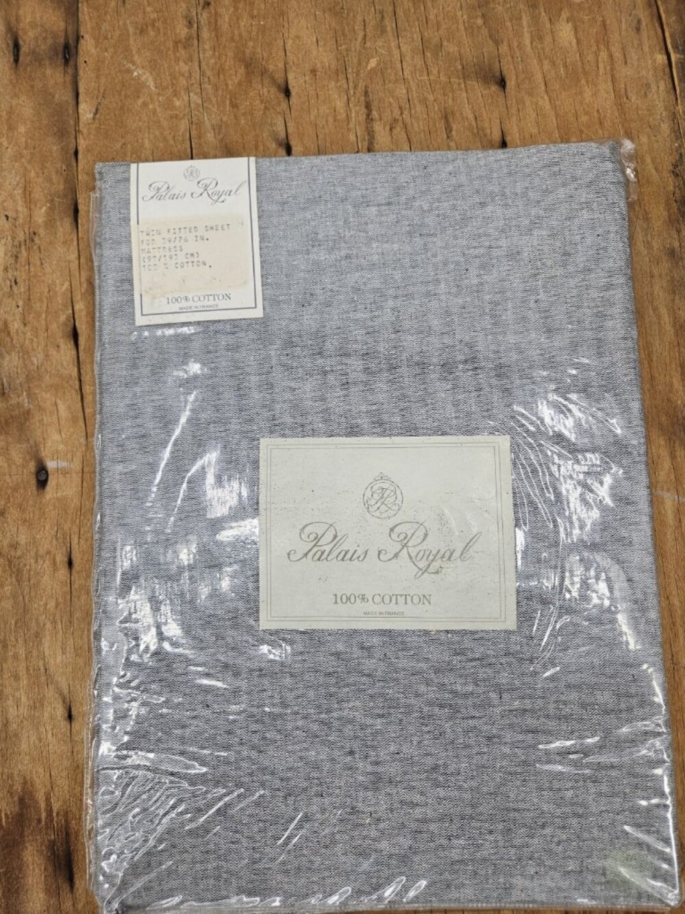 New Palais Royal Cotton Twin Fitted Sheet Made in France Solid Grey